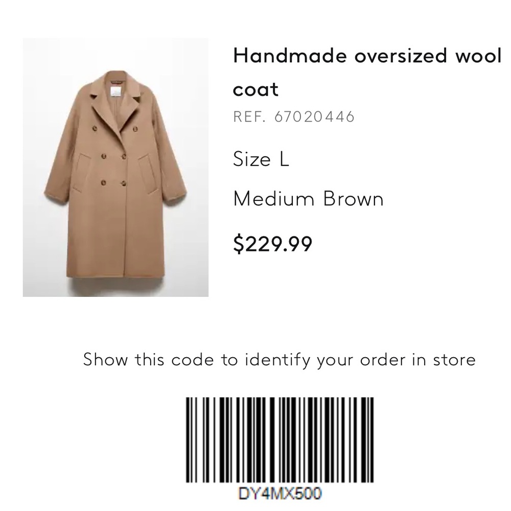 Mango handmade oversized wool coat